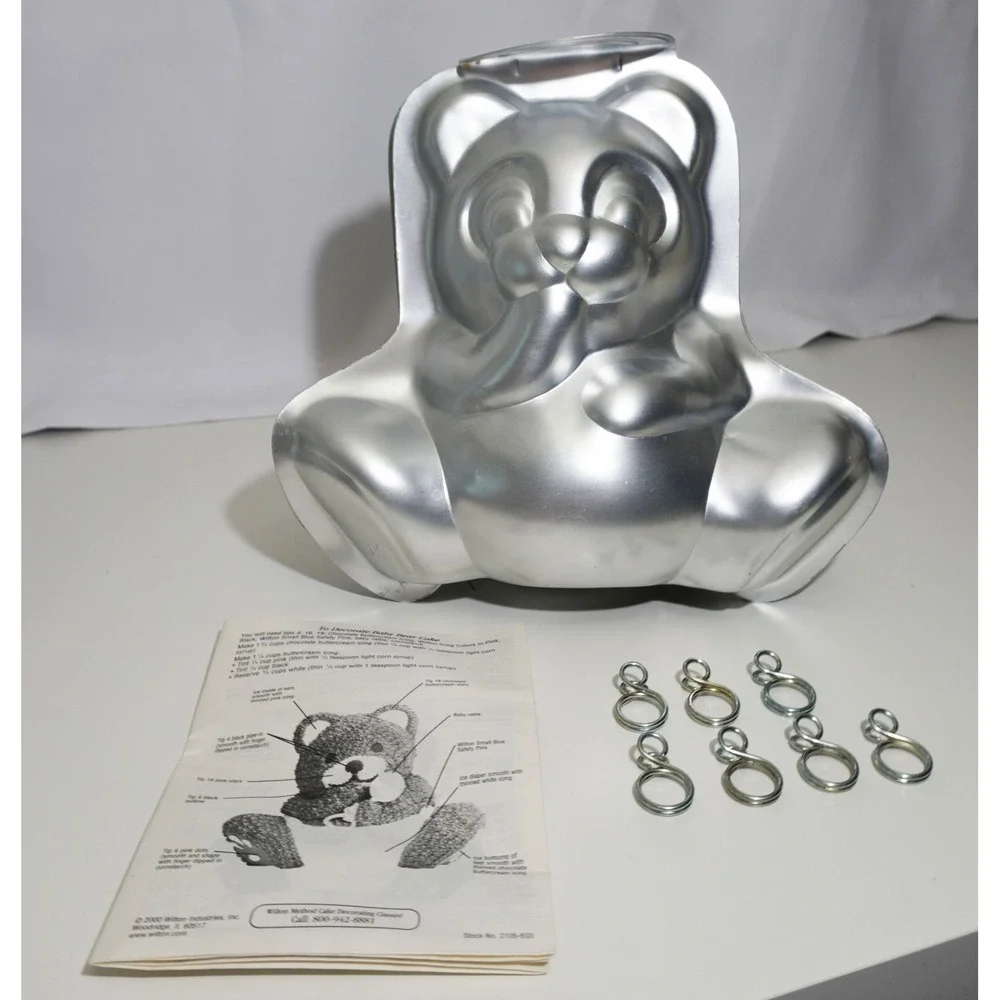 VTG Wilton Stand Up Cuddly Bear Cake Pan Set 502-518 Complete w Box Instructions
